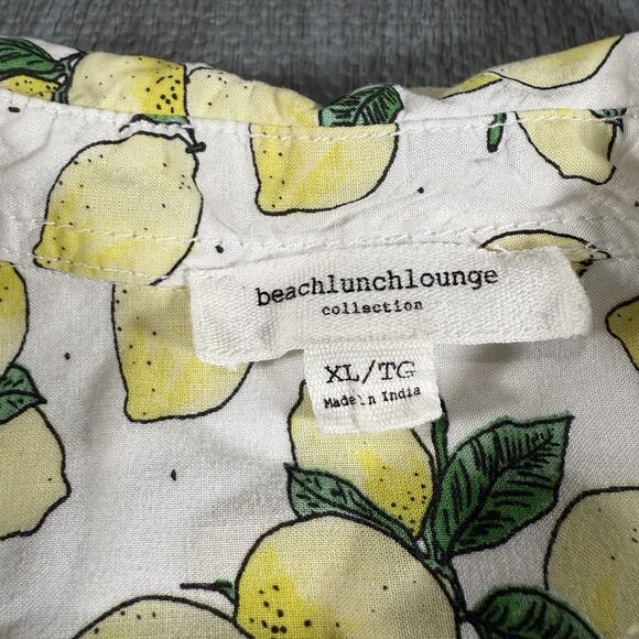 Beachlunchlounge Button Up Shirt Womens XL Yellow Green Lemon Citrus - Picture 3 of 7